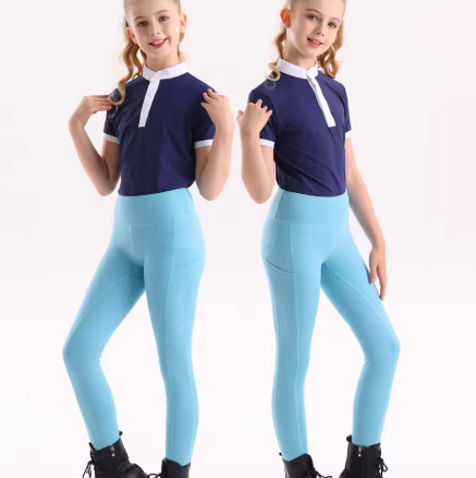 Kinderpaardrijbroek met Volledig Siliconen Zitvlak – Hoge Elasticiteit en Ademend Gebreid Materiaal