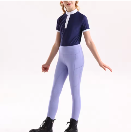 Kinderpaardrijbroek met Volledig Siliconen Zitvlak – Hoge Elasticiteit en Ademend Gebreid Materiaal