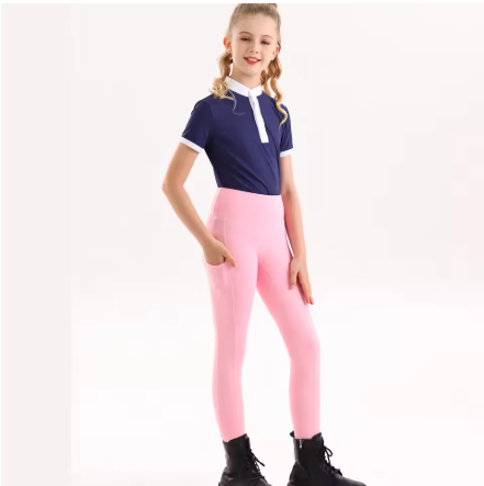 Kinderpaardrijbroek met Volledig Siliconen Zitvlak – Hoge Elasticiteit en Ademend Gebreid Materiaal