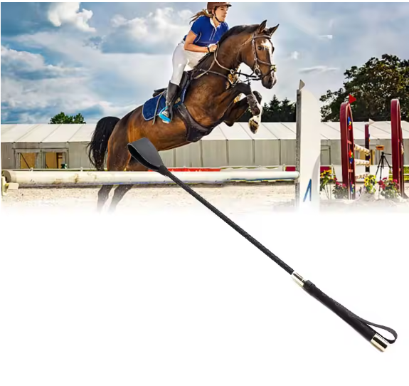 Paardrijzweep met Antislip Handvat – PU-Leren Rijzweep voor Paardensporttraining