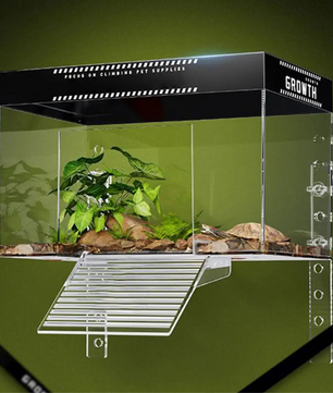 Schildpad Basking Dock – Over Tank Platform met Deksel en Anti-Slip Oprit