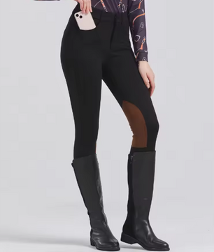 Half Leren Paardrijbroek met Antislip Grip – Unisex Paardensportbroek voor Alle Seizoenen