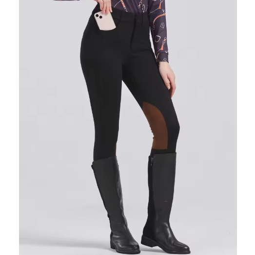 Half Leren Paardrijbroek met Antislip Grip – Unisex Paardensportbroek voor Alle Seizoenen