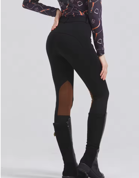 Half Leren Paardrijbroek met Antislip Grip – Unisex Paardensportbroek voor Alle Seizoenen