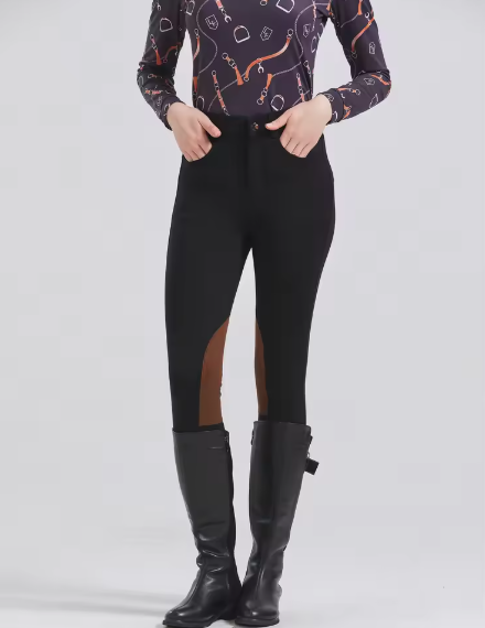 Half Leren Paardrijbroek met Antislip Grip – Unisex Paardensportbroek voor Alle Seizoenen