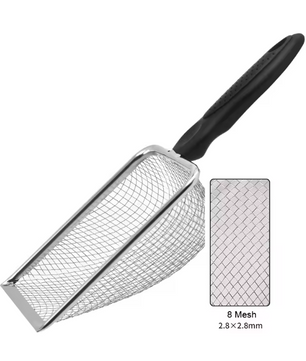 Reptielen Terrarium Schep – RVS Substraat Zeef en Schoonmaakschep