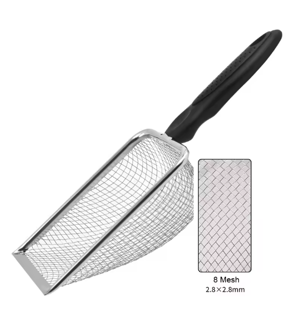 Reptielen Terrarium Schep – RVS Substraat Zeef en Schoonmaakschep
