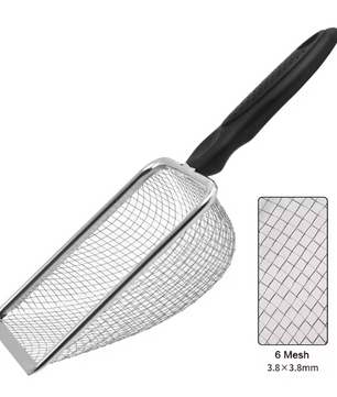 Reptielen Terrarium Schep – RVS Substraat Zeef en Schoonmaakschep