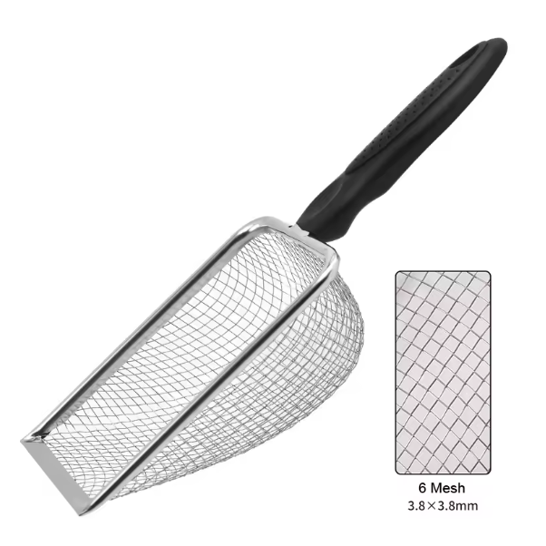 Reptielen Terrarium Schep – RVS Substraat Zeef en Schoonmaakschep