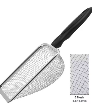 Reptielen Terrarium Schep – RVS Substraat Zeef en Schoonmaakschep