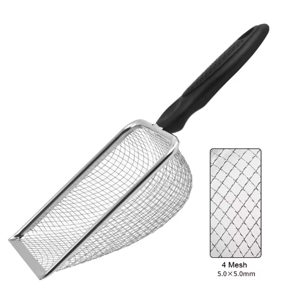Reptielen Terrarium Schep – RVS Substraat Zeef en Schoonmaakschep