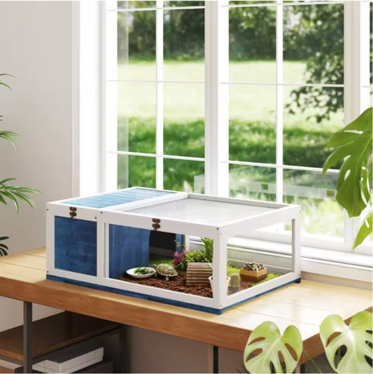 Houten Schildpad Terrarium 91 cm – Reptielen Verblijf met Schuilplek