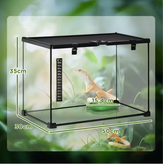 Reptielen Terrarium 50 cm – Glas en Metaal Habitat Verblijf