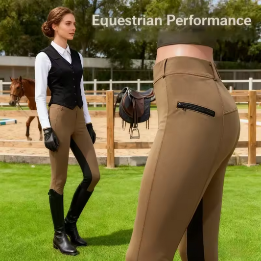 Slim Fit Dames Paardrijbroek – Stretch Rijbroek met Kniepatch voor Paardensport