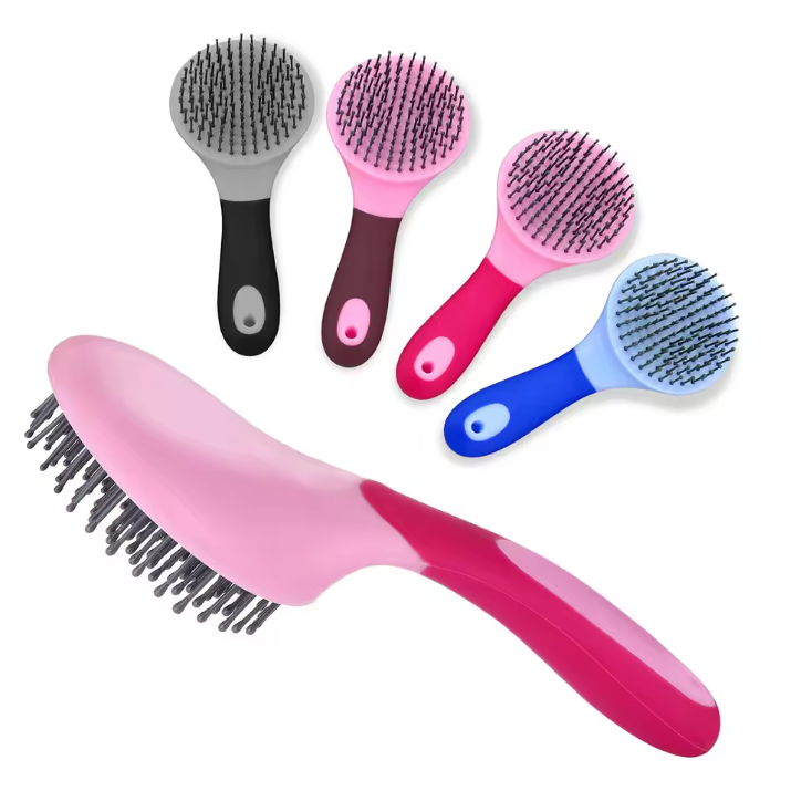 Ronde Paarden Manen- en Staartborstel – Antislip Handvat met Naaldharen