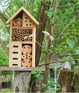 Houten Insectenhotel voor Tuin – Bijen- en Vlinderhuis met Natuurlijke Nestkamers