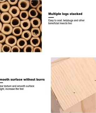Houten Insectenhotel voor Tuin – Bijen- en Vlinderhuis met Natuurlijke Nestkamers