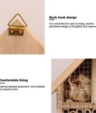 Houten Insectenhotel voor Tuin – Bijen- en Vlinderhuis met Natuurlijke Nestkamers