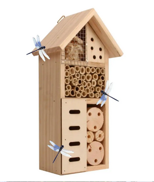 Houten Insectenhotel voor Tuin – Bijen- en Vlinderhuis met Natuurlijke Nestkamers