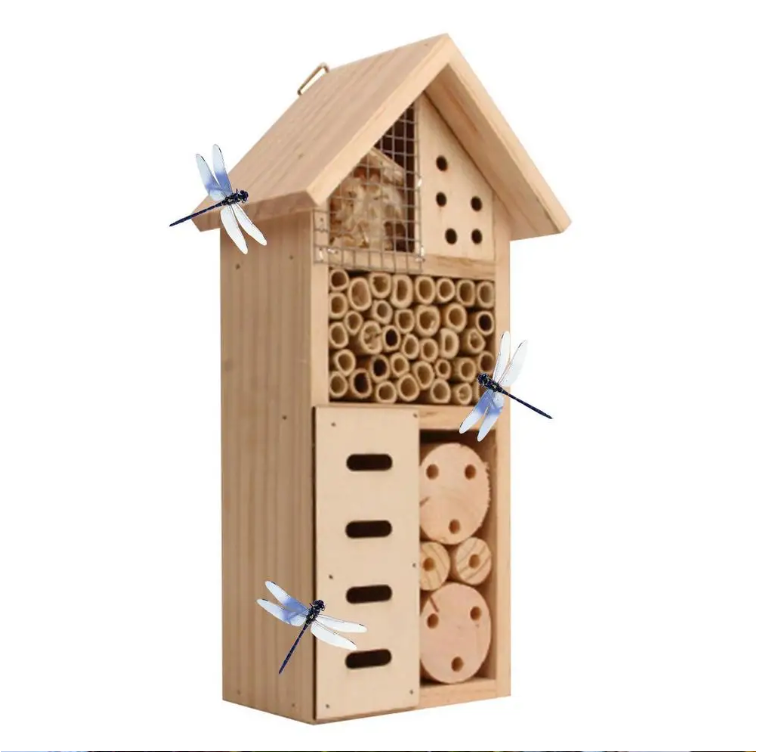 Houten Insectenhotel voor Tuin – Bijen- en Vlinderhuis met Natuurlijke Nestkamers
