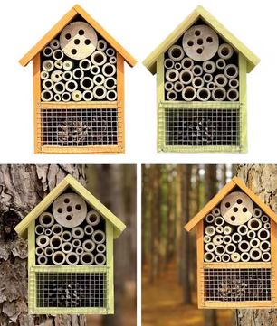 Houten Bijen- en Vlinderhuis voor Tuin – Hangend Insectenhotel voor Bestuivers