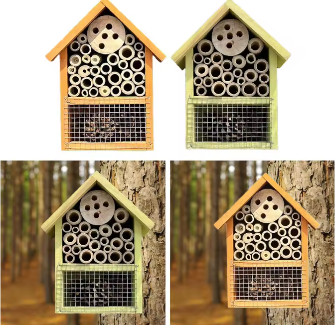 Houten Bijen- en Vlinderhuis voor Tuin – Hangend Insectenhotel voor Bestuivers