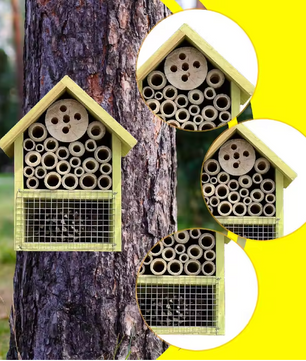 Houten Bijen- en Vlinderhuis voor Tuin – Hangend Insectenhotel voor Bestuivers