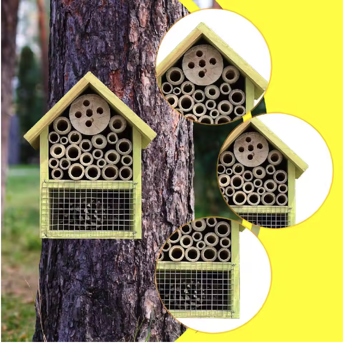 Houten Bijen- en Vlinderhuis voor Tuin – Hangend Insectenhotel voor Bestuivers