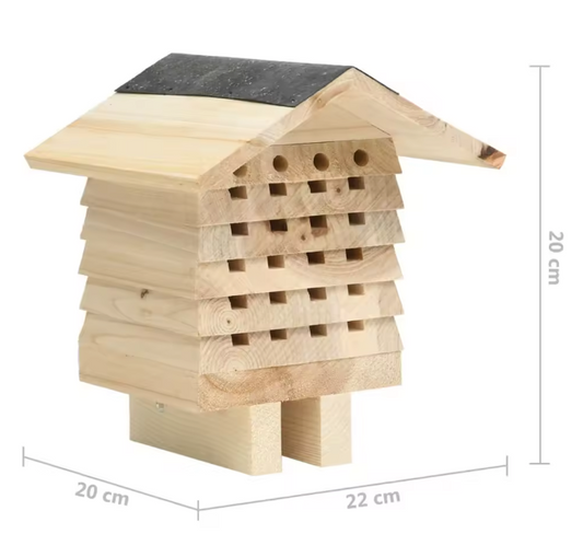 Massief Houten Bijenhotel – Nestkast voor Solitaire Bijen en Bestuivers