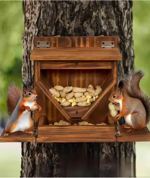 Houten Eekhoorn Voederhuis voor Buiten – Weerbestendige Voederbak voor Tuin en Boom