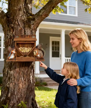 Houten Eekhoorn Voederhuis voor Buiten – Weerbestendige Voederbak voor Tuin en Boom