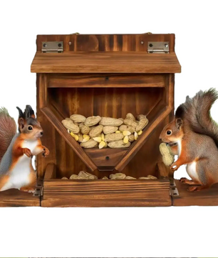 Houten Eekhoorn Voederhuis voor Buiten – Weerbestendige Voederbak voor Tuin en Boom