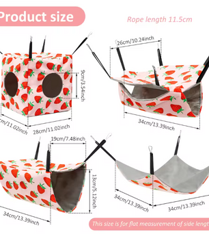 4-Delige Hamster Hangmat Set – Zacht Polyester Ophangsysteem met Tunnel, Nest en Mat voor Kleine Knaagdieren