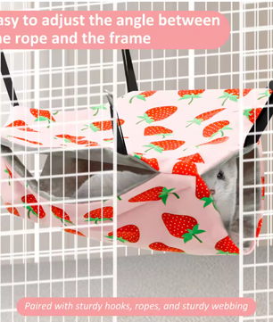 4-Delige Hamster Hangmat Set – Zacht Polyester Ophangsysteem met Tunnel, Nest en Mat voor Kleine Knaagdieren