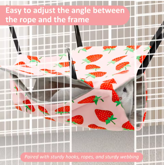 4-Delige Hamster Hangmat Set – Zacht Polyester Ophangsysteem met Tunnel, Nest en Mat voor Kleine Knaagdieren