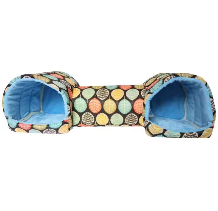 Cavia Tunnel Huis – Zacht Polyester Schuilplaats met Speeltunnel voor Kleine Dieren