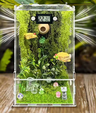 Springspin Terrarium DIY Set – Acryl Behuizing met Ventilatie, Sensor en Accessoires