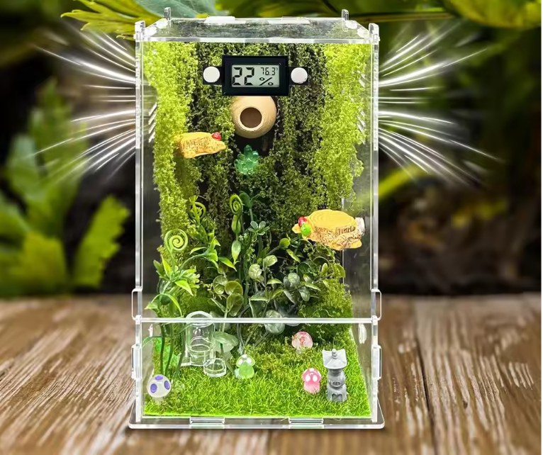 Springspin Terrarium DIY Set – Acryl Behuizing met Ventilatie, Sensor en Accessoires