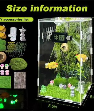 Springspin Terrarium DIY Set – Acryl Behuizing met Ventilatie, Sensor en Accessoires