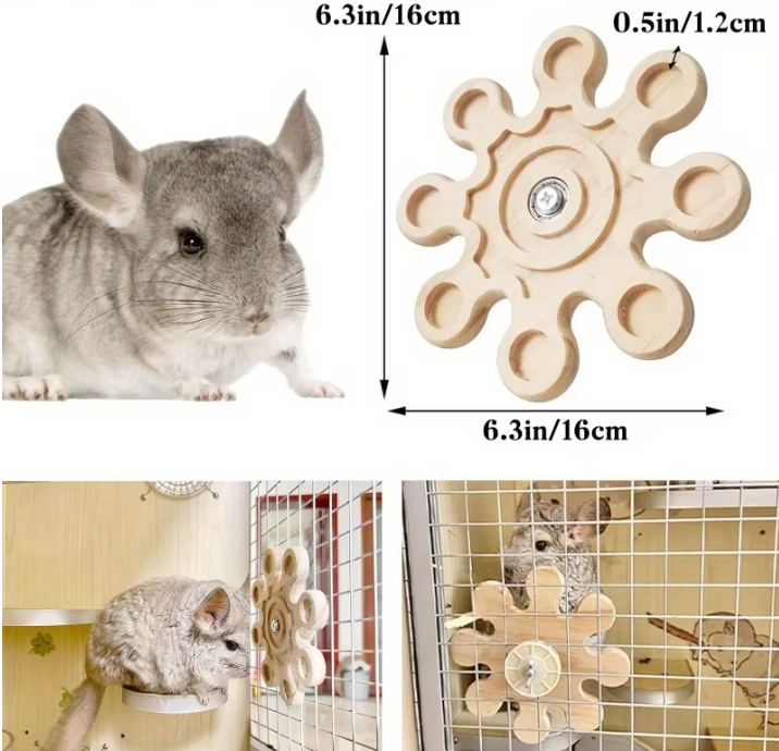 Houten Roterend Kauwspeeltje – Hangende Spinner voor Kleine Dieren