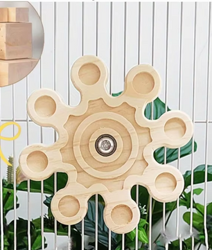 Houten Roterend Kauwspeeltje – Hangende Spinner voor Kleine Dieren