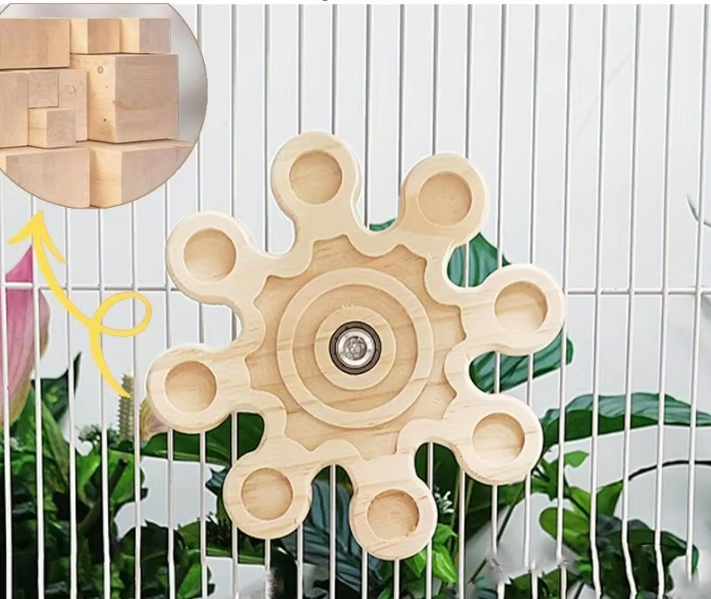 Houten Roterend Kauwspeeltje – Hangende Spinner voor Kleine Dieren