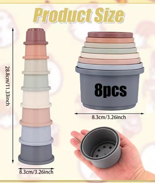 8-Delige Stapelbekers Set – Nest Speelgoed voor Kleine Dieren