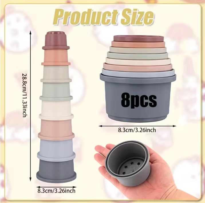8-Delige Stapelbekers Set – Nest Speelgoed voor Kleine Dieren