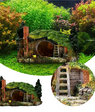 Aquarium Rotsgrot Decoratie – Resin Schuilplaats met Openingen voor Vissen en Schildpadden