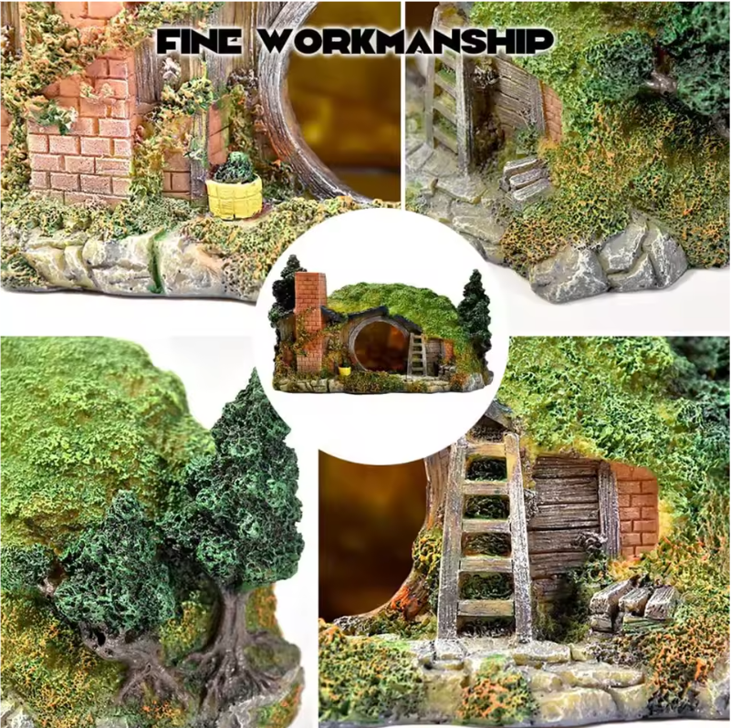 Aquarium Rotsgrot Decoratie – Resin Schuilplaats met Openingen voor Vissen en Schildpadden