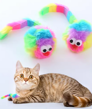 Regenboog Pluche Ratten Speeltje – Duurzaam Kattenspeelgoed
