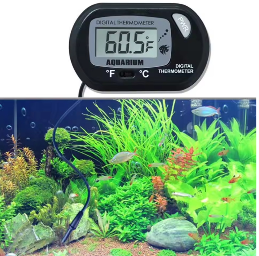 Aquarium Thermometer Digitaal – LCD Temperatuurmeter met Sensor en Zuignap