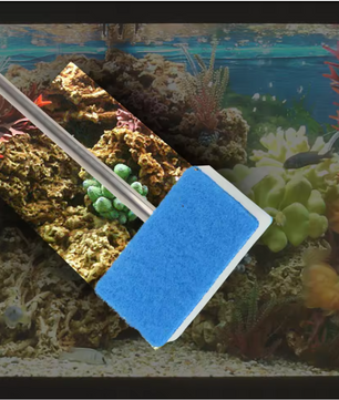Aquarium Reinigingsborstel – Dubbelzijdige Spons met Lange Steel en Verstelbare Kop
