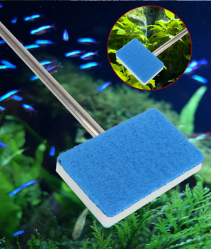 Aquarium Reinigingsborstel – Dubbelzijdige Spons met Lange Steel en Verstelbare Kop